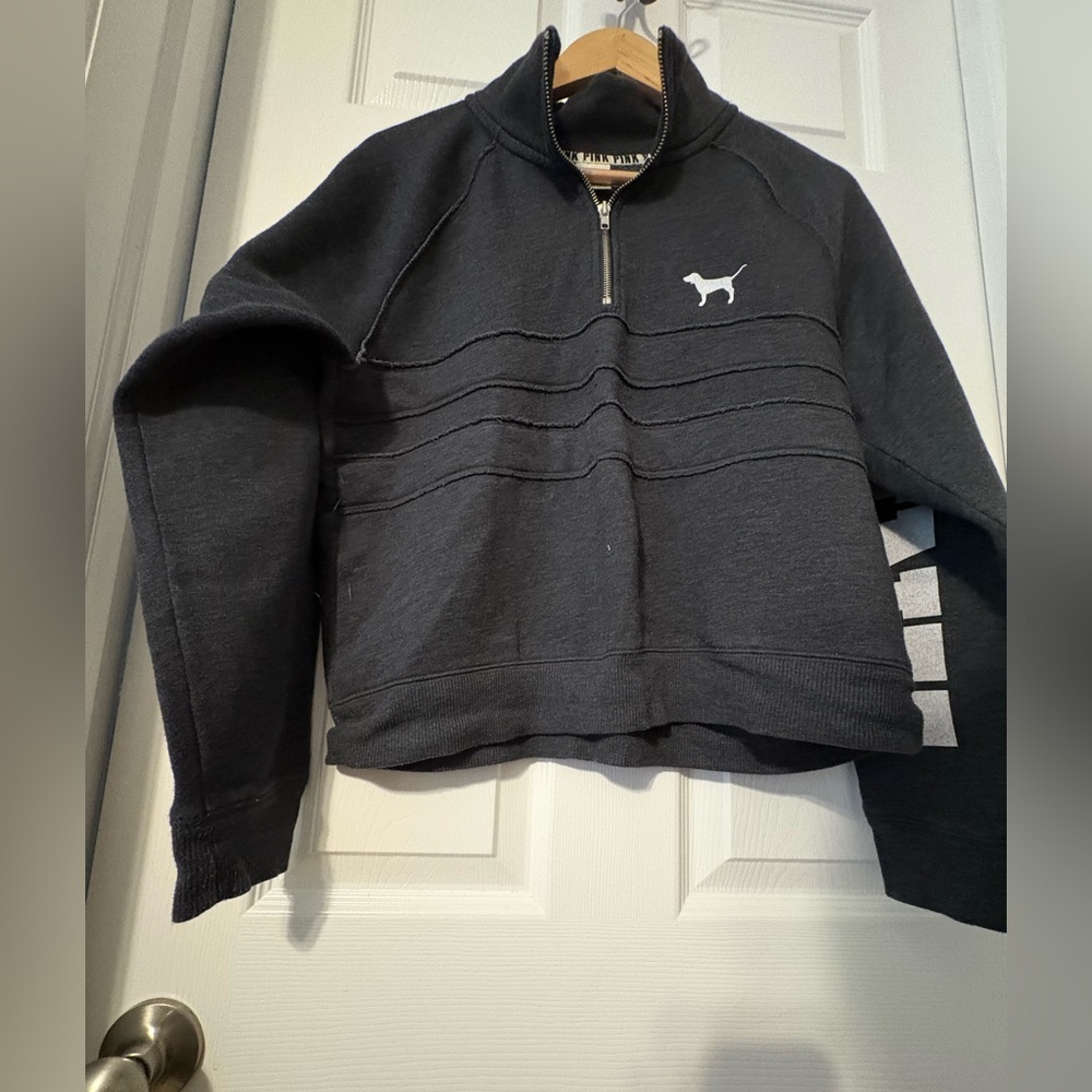 PINK Victoria's Secret Black and Gray Fleece Jacket